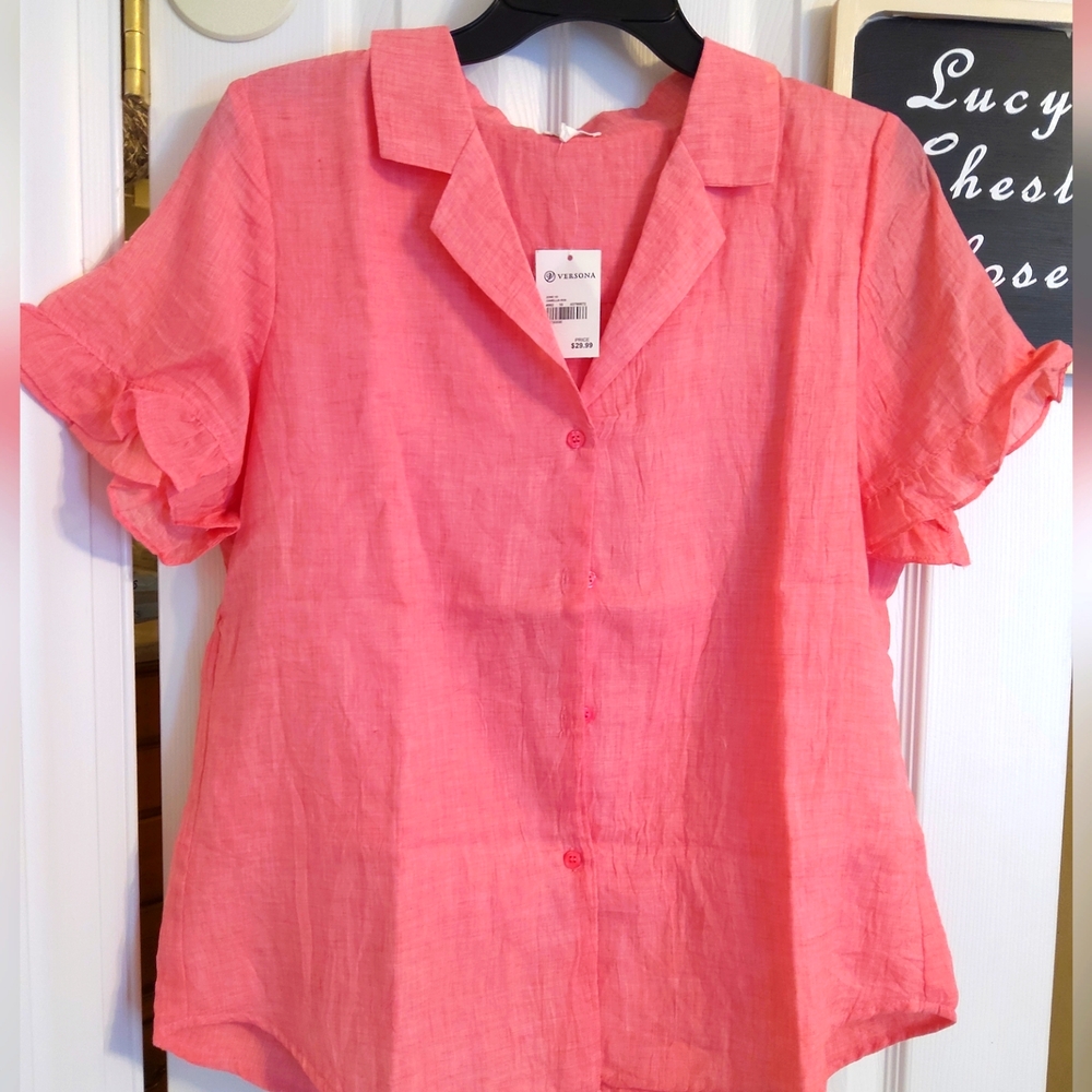EN creme BY VERSONA Women's Pink Button-Up Top 10